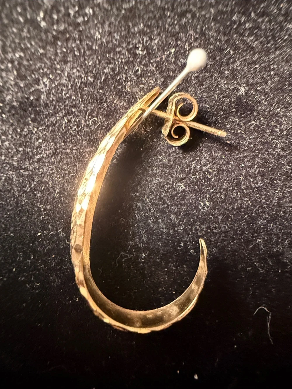 Hammered Gold Crescent Hoop Earrings for Women